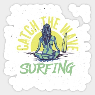 SURFING GIRL ( CATCH THE WAVE) Sticker